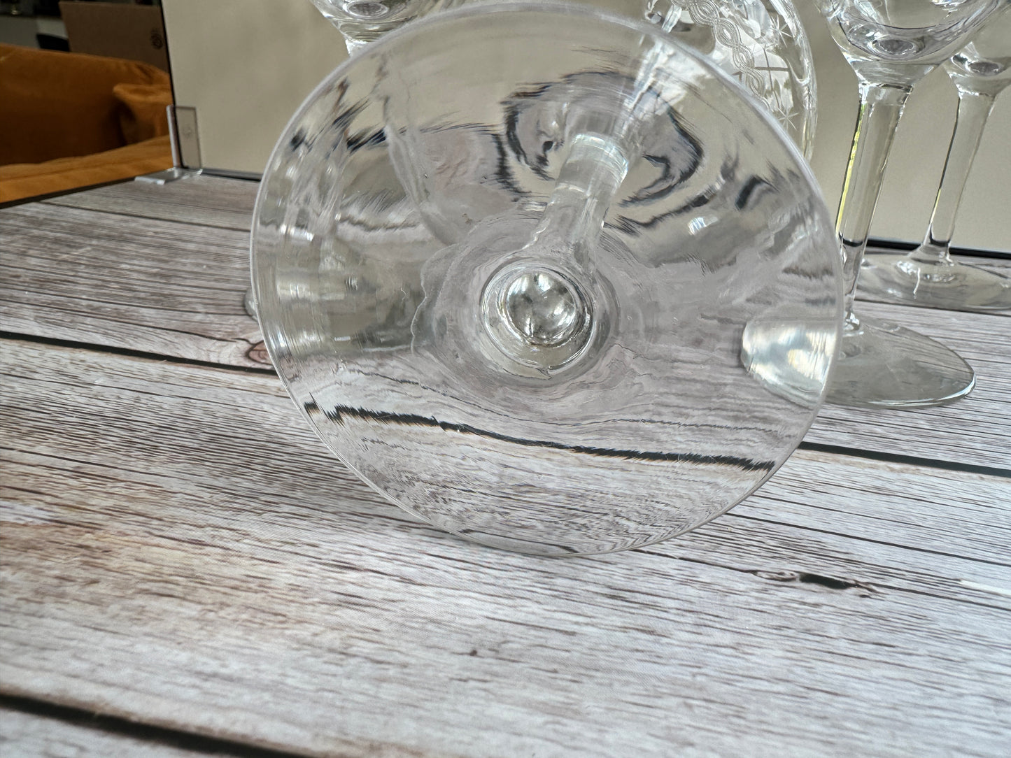 Set of 6 Vintage Etched Starburst Coupe Glasses | Mid-Century Cocktail or Champagne Saucers