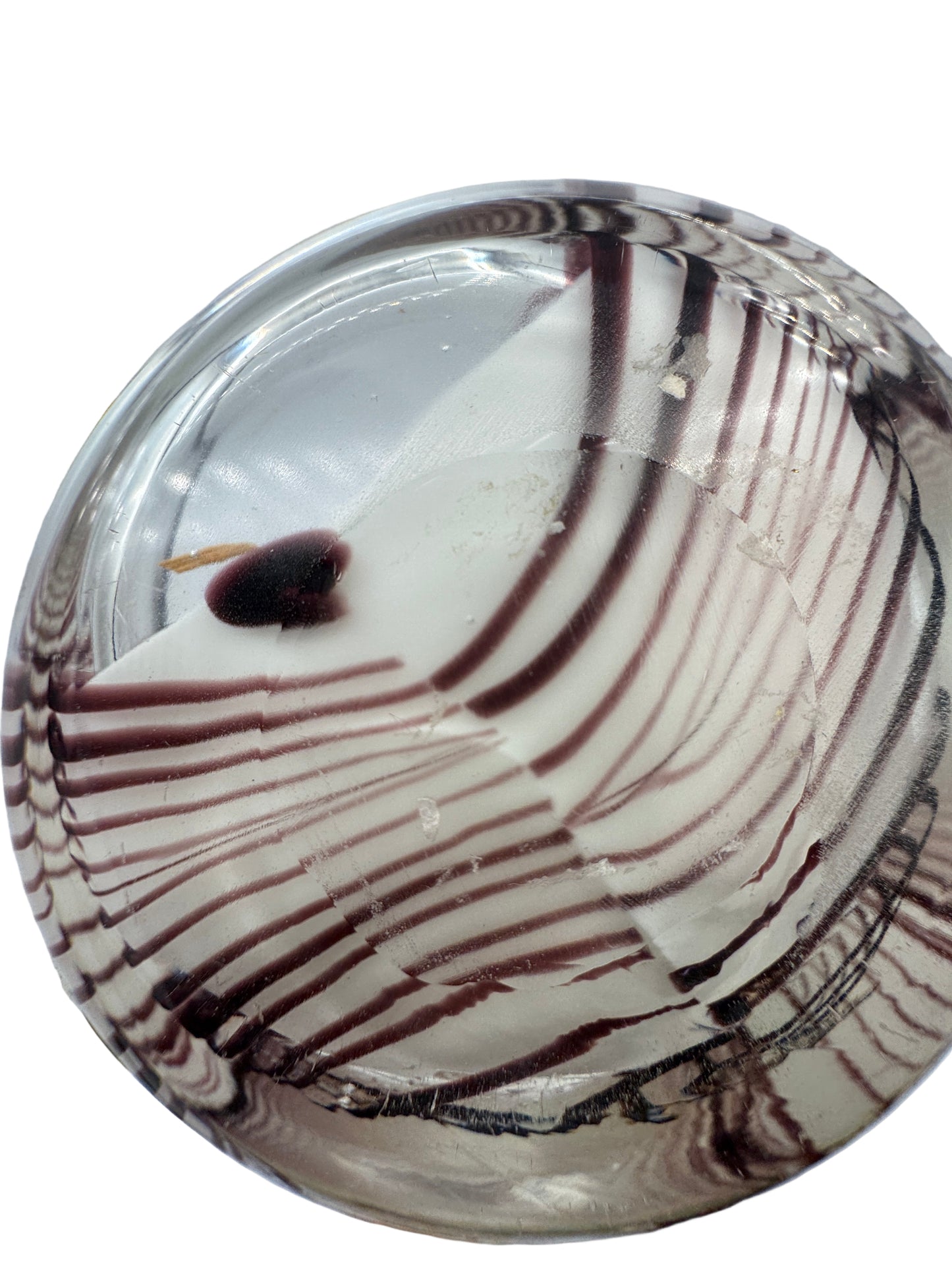 Handblown Art Glass Ribbon Vase – Murano Style Purple & White Swirl