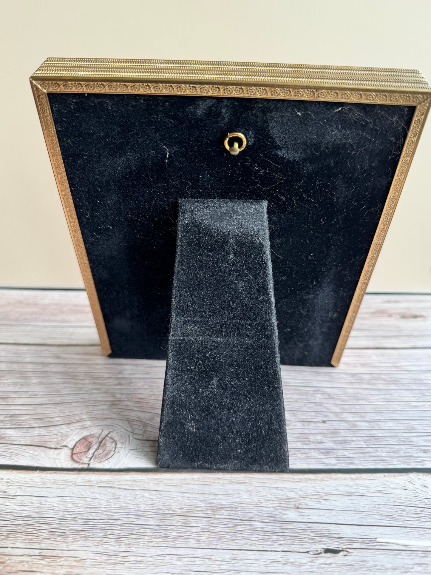 Vintage Bridal Portrait Frame with Velvet Mat & Gold Roses | Shadow-Box Depth