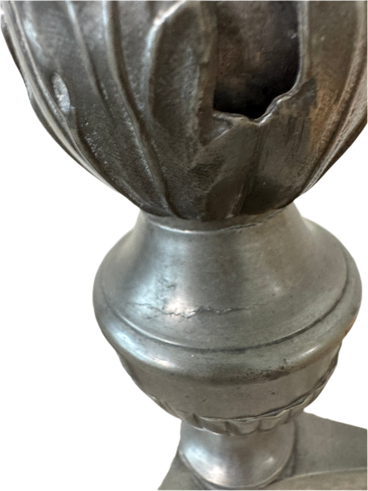 Pair of 26" Pewter-Tone Ornate Candlesticks - Marked WILMOTT - Eye Motif symbol