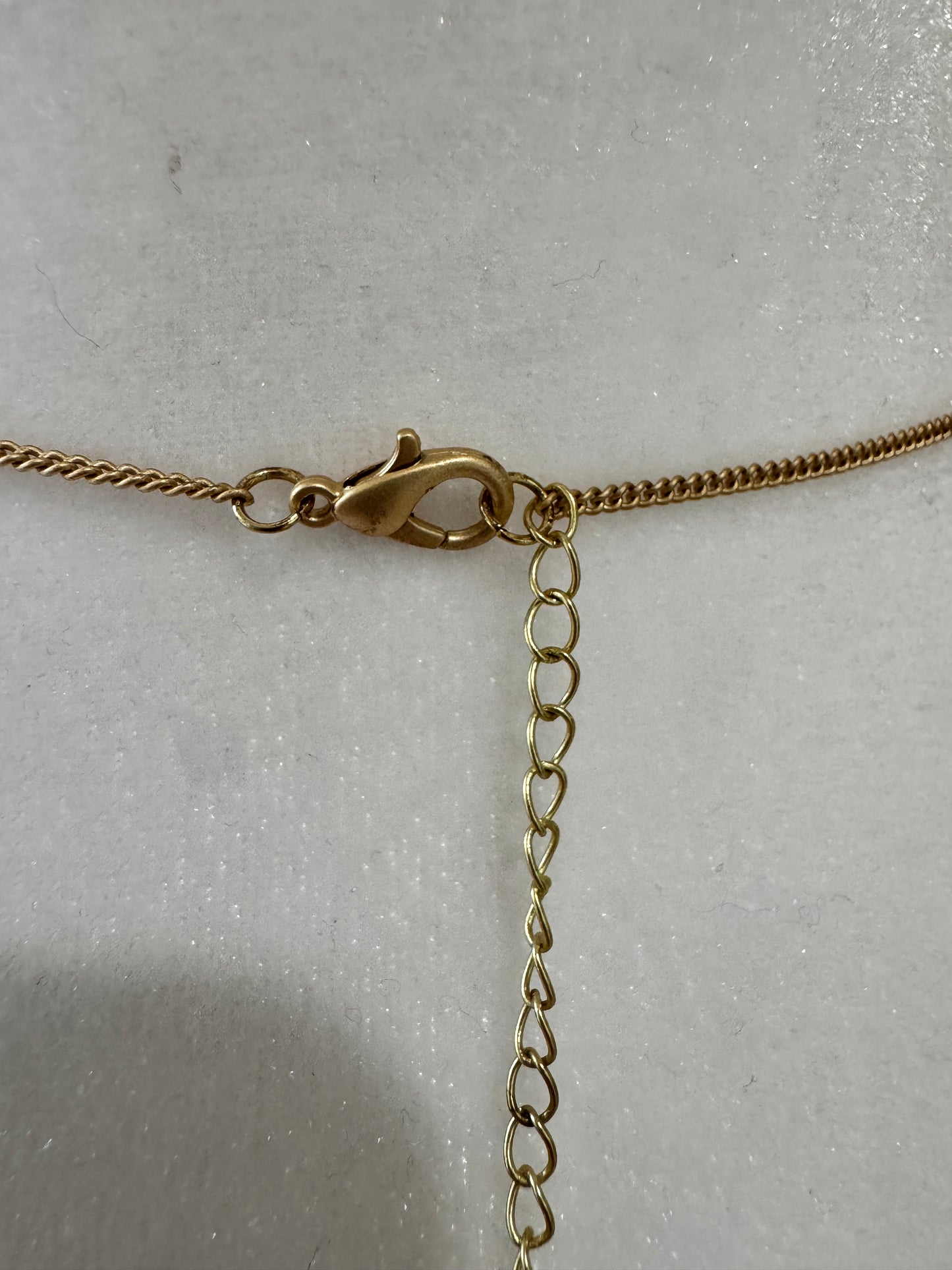 Vintage Mother of Pearl & Gold-Tone Lariat-Style Necklace – Adjustable Y-Drop Design