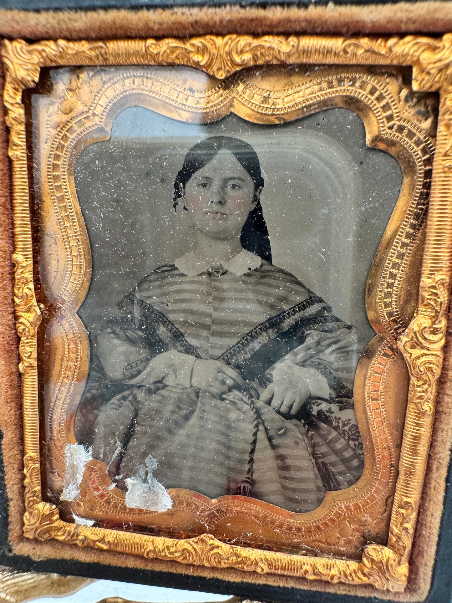 Mid-19th Century Ambrotype Photograph of Woman with Tinted Cheeks