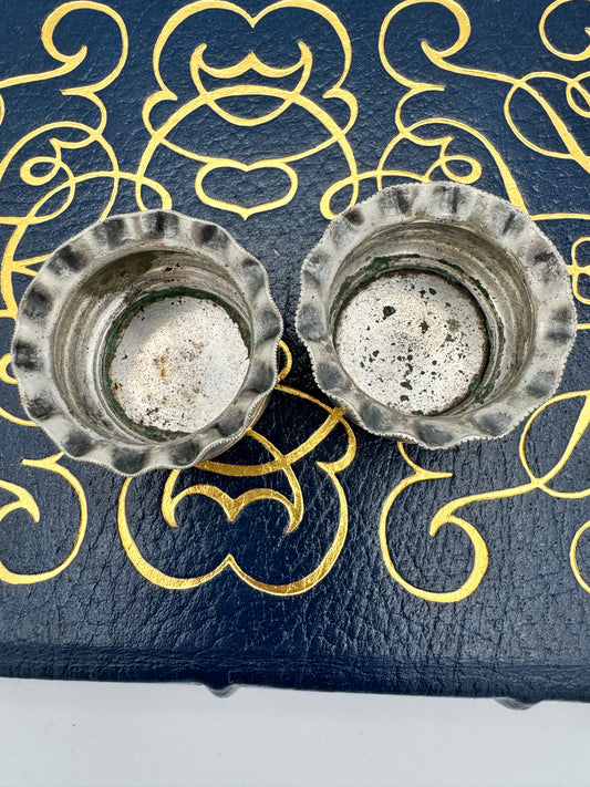 J.W. Tufts Silverplate Open Salts (Pair), Pattern 044 - Victorian Ruffled Rim, Antique Boston