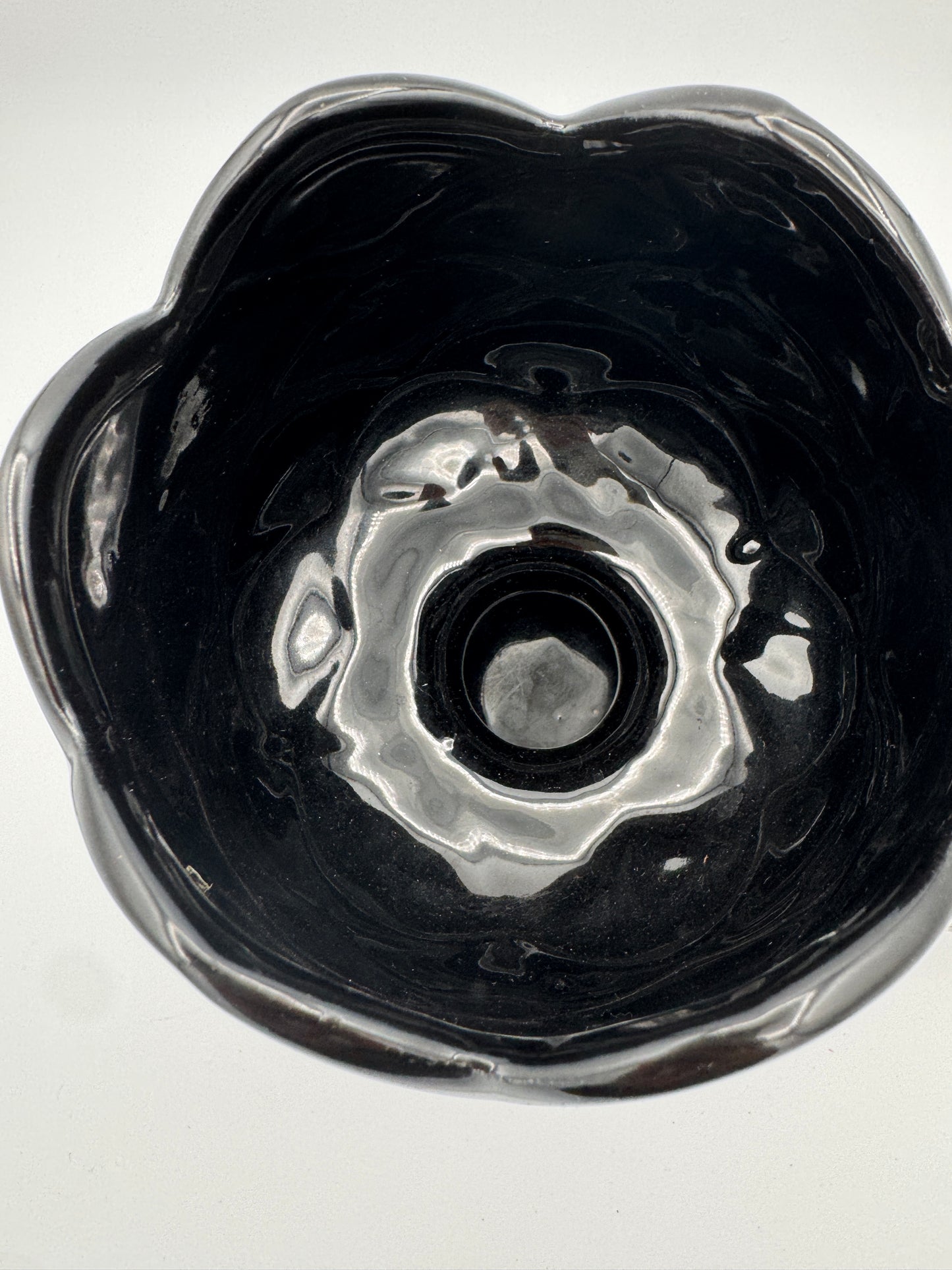McCoy Black Pedestal Planter – 600 Series USA Pottery