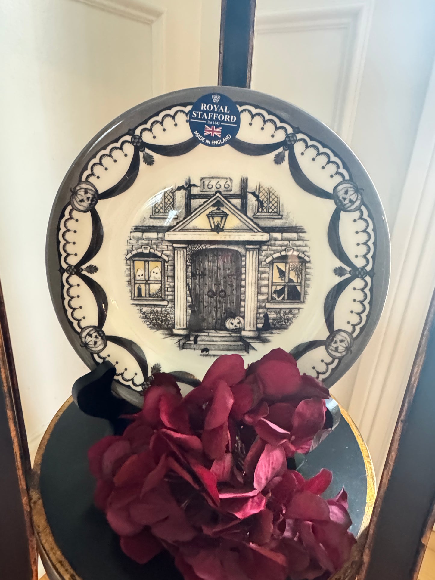 Royal Stafford Halloween Haunted House Salad Plate – 8.25” – Limited Edition, Made in England