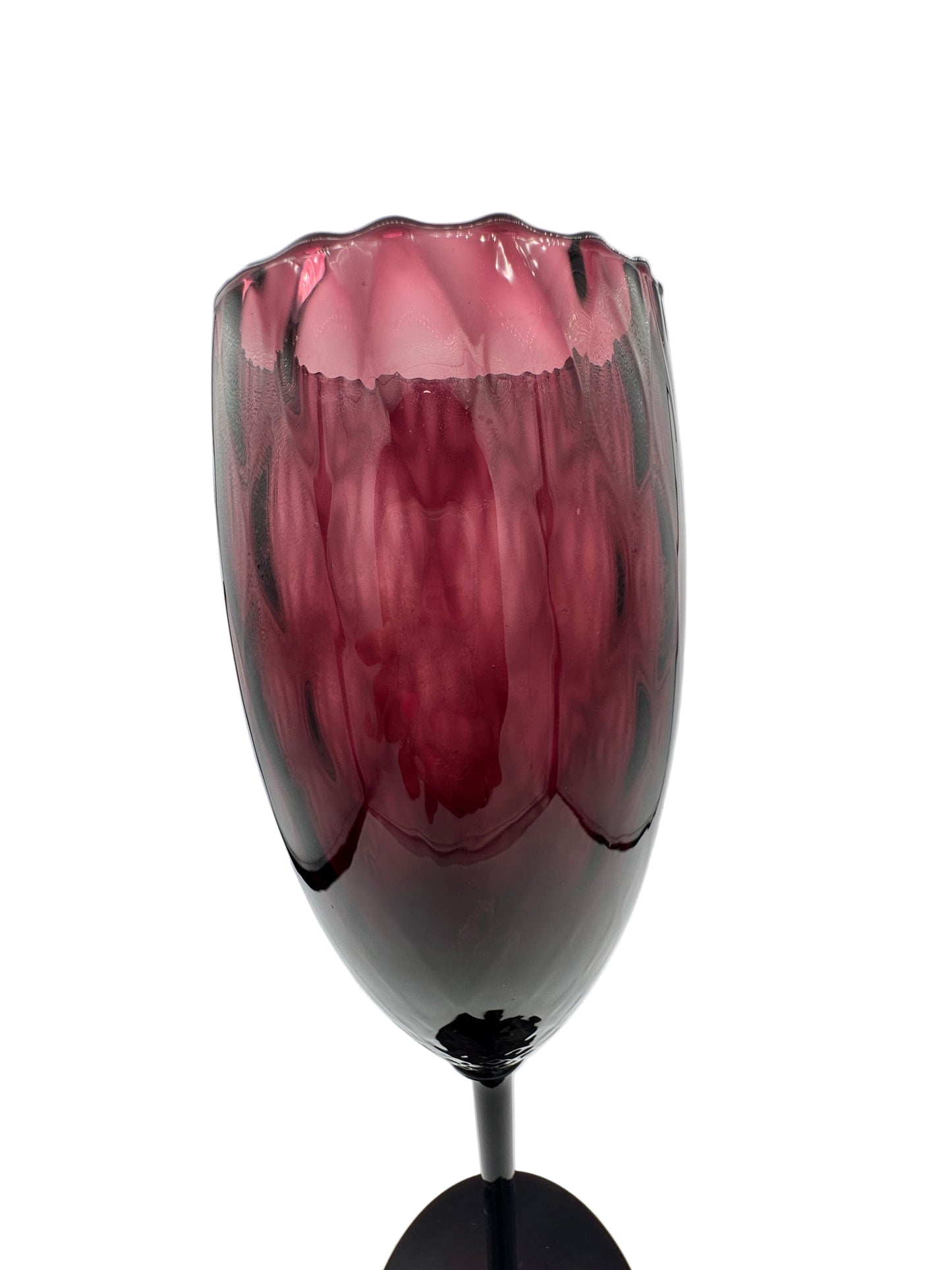 Empoli Amethyst Optic Footed Vase – 15” Tall Art Glass
