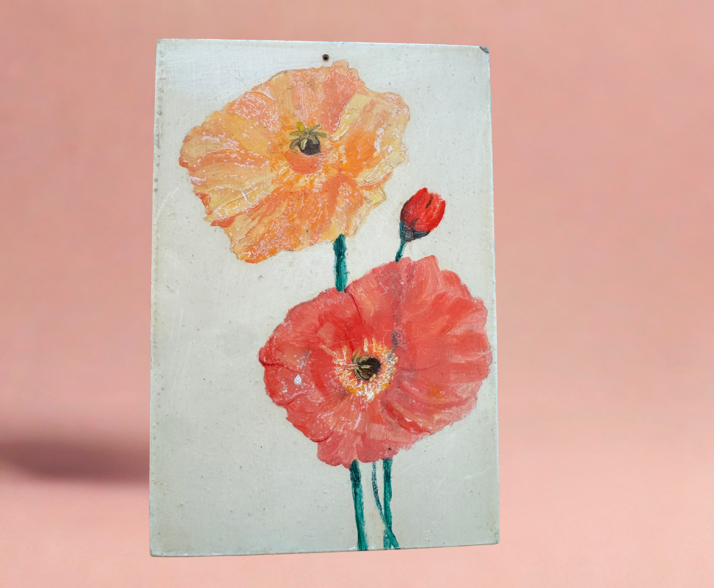 Hand-Painted Vintage Floral Wall Art – Set of 6 Panels with Framed Folk Charm