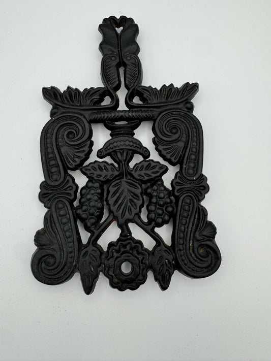 Cast Iron trivet - Grapevine Motif Wall or Kitchen Decor