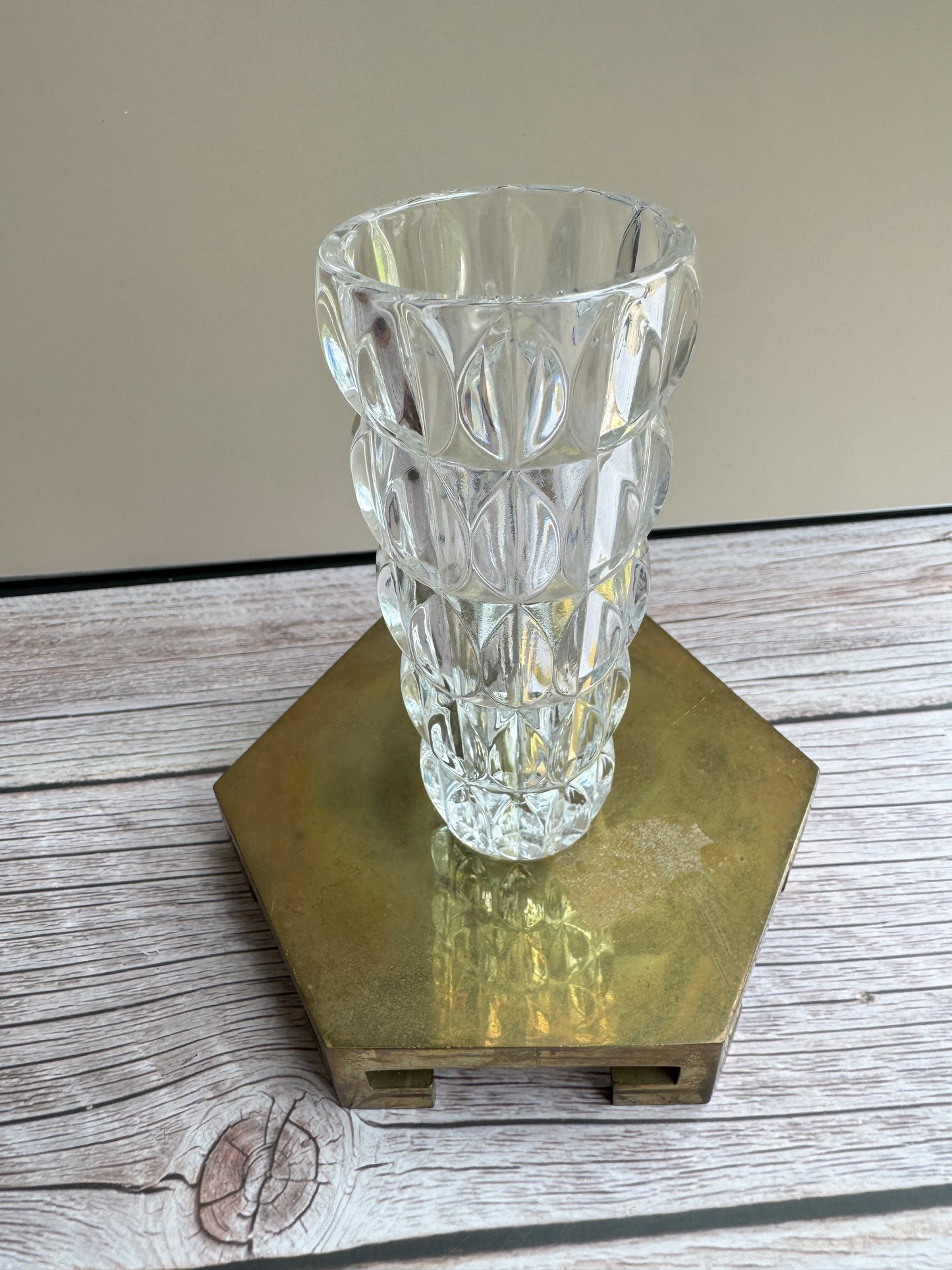 Vintage Crystal Bud Vase – Diamond Optic Pattern