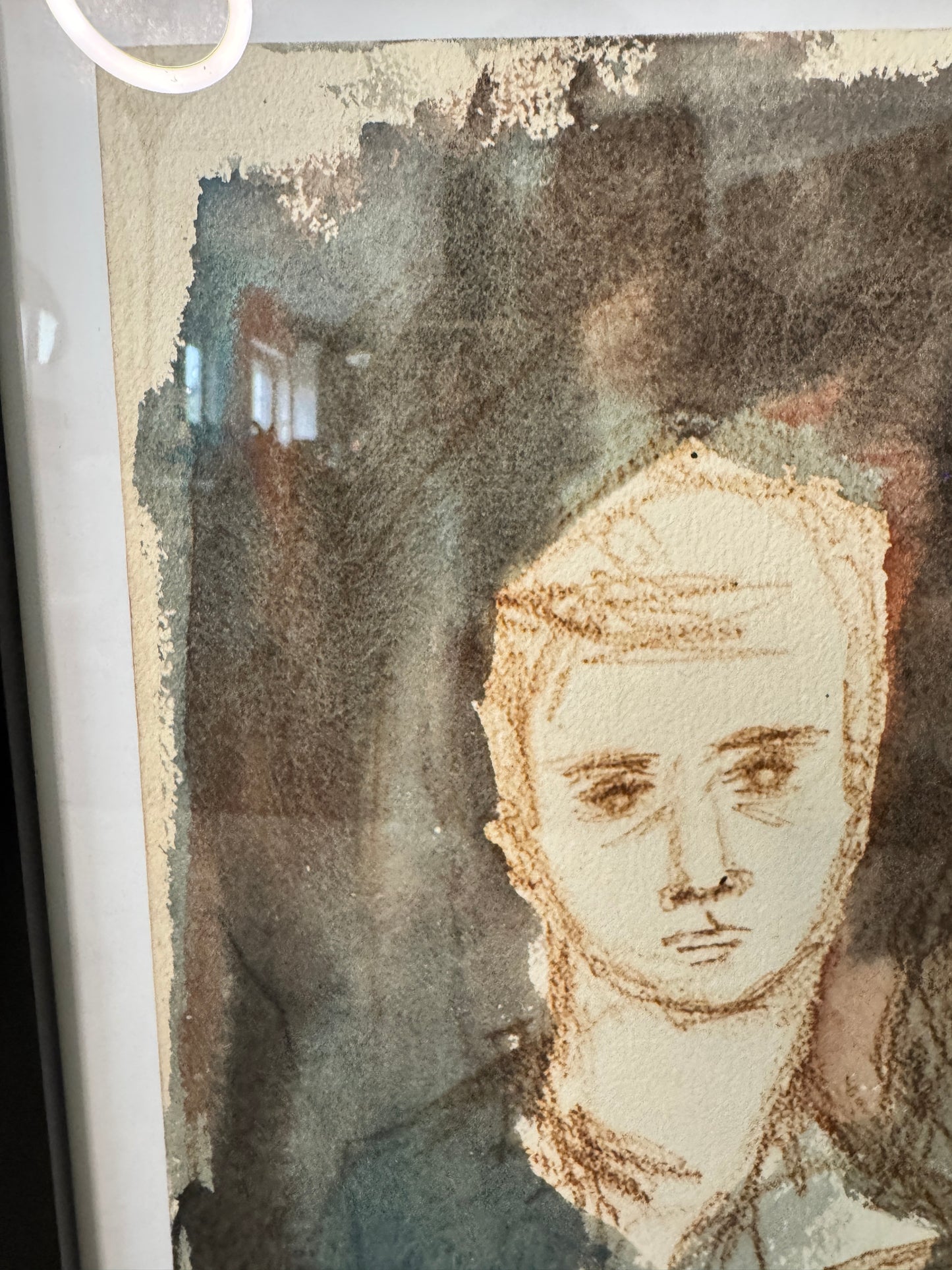 Signed Joni T. Johnson Watercolor – Couple Portrait (Indiana Artist, 1934–1988)