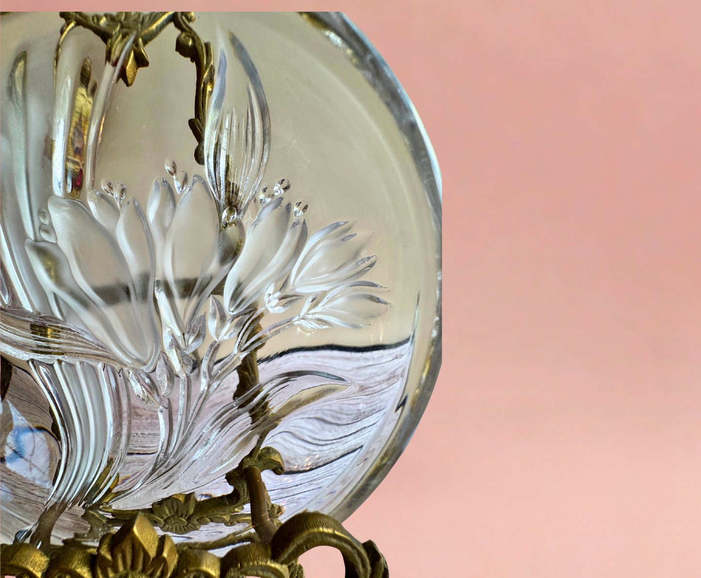 Vintage Frosted Floral Glass Dish – Oval Trinket or Catchall