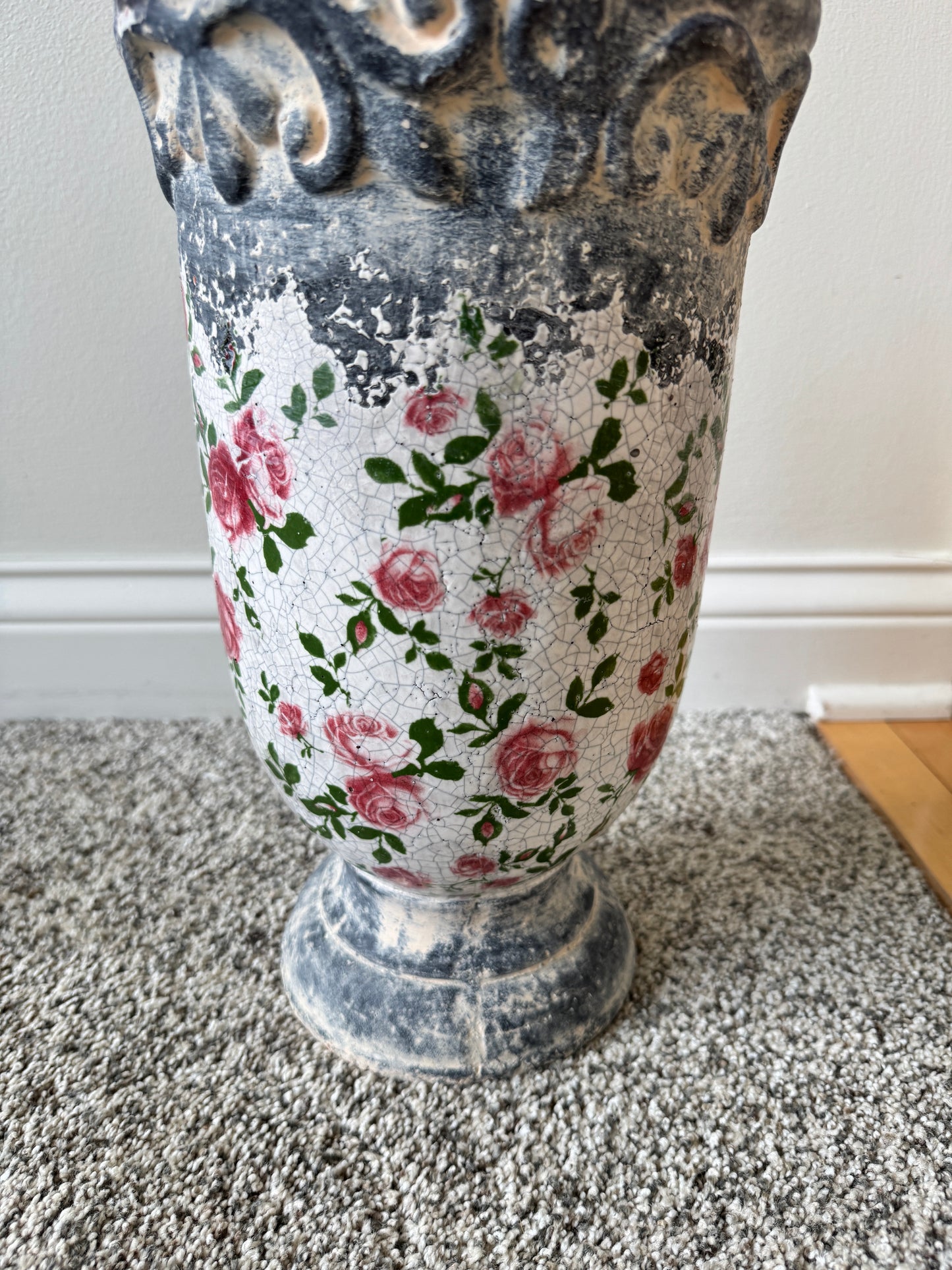 Pair of Vintage Weathered Terracotta Garden Planters – Early 20th Century European Style