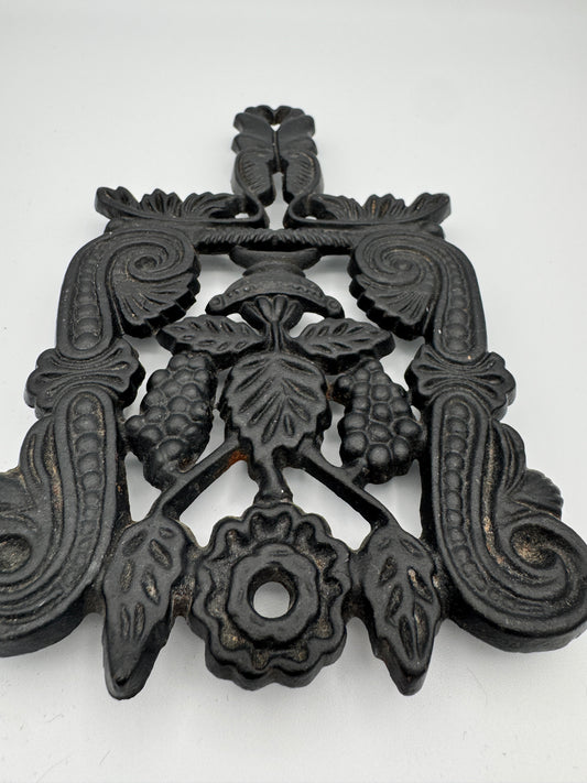 Cast Iron trivet - Grapevine Motif Wall or Kitchen Decor