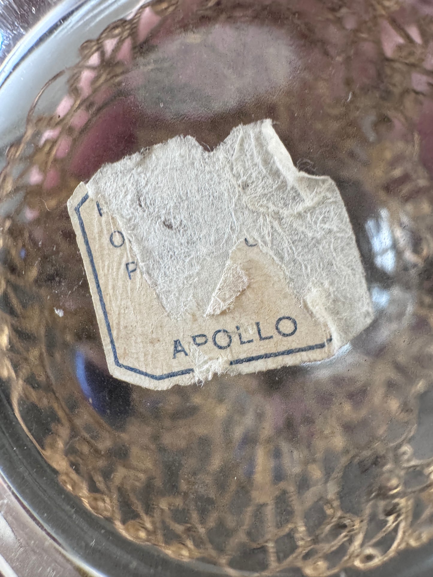 Vintage Apollo Perfume Bottle – Mid-Century Hollywood Regency Filigree Glass Vanity Bottle with Original Stopper