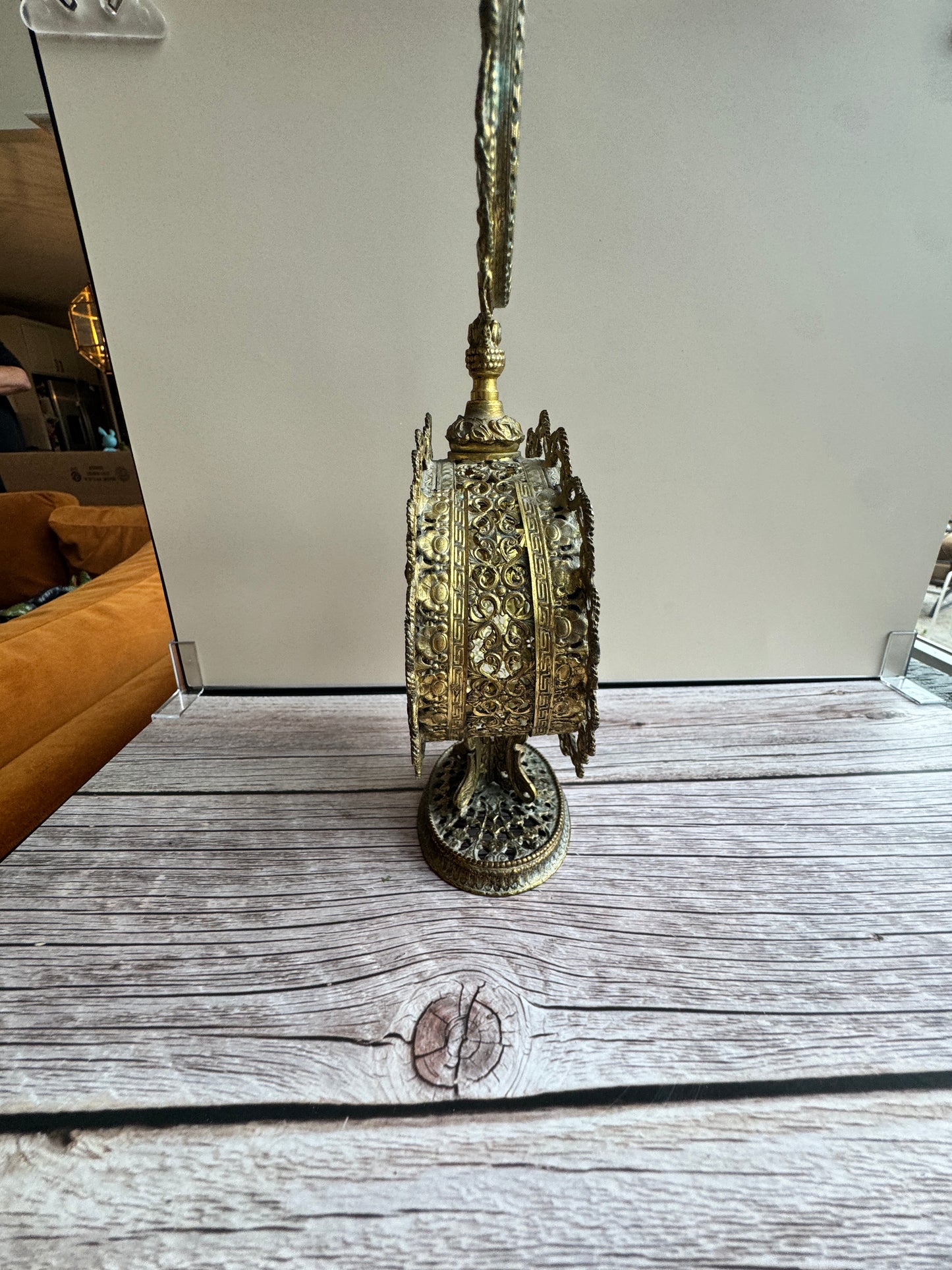 Vintage Ormolu Perfume Bottle with Glass Lid & Original Insert | 1950s Vanity Collectible