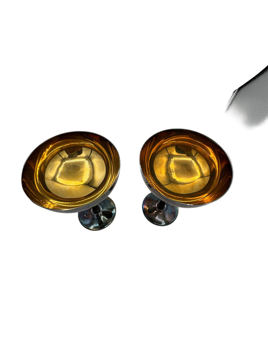 Raimond Silver-Plated Dessert Coupes with Golden Interior – Set of 2, Midcentury Barware