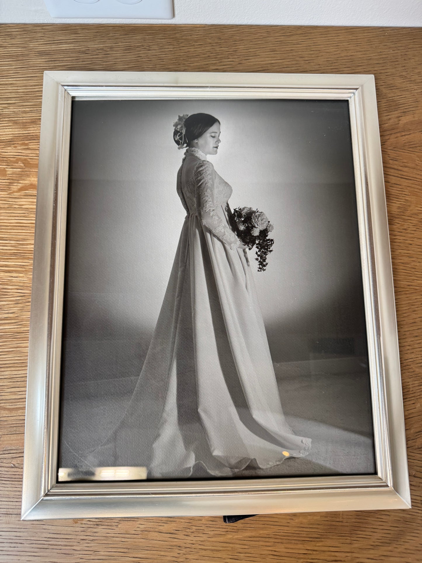 Large Silver Picture Frame – Ornate Detail with Visible Wear | Vintage Display Frame