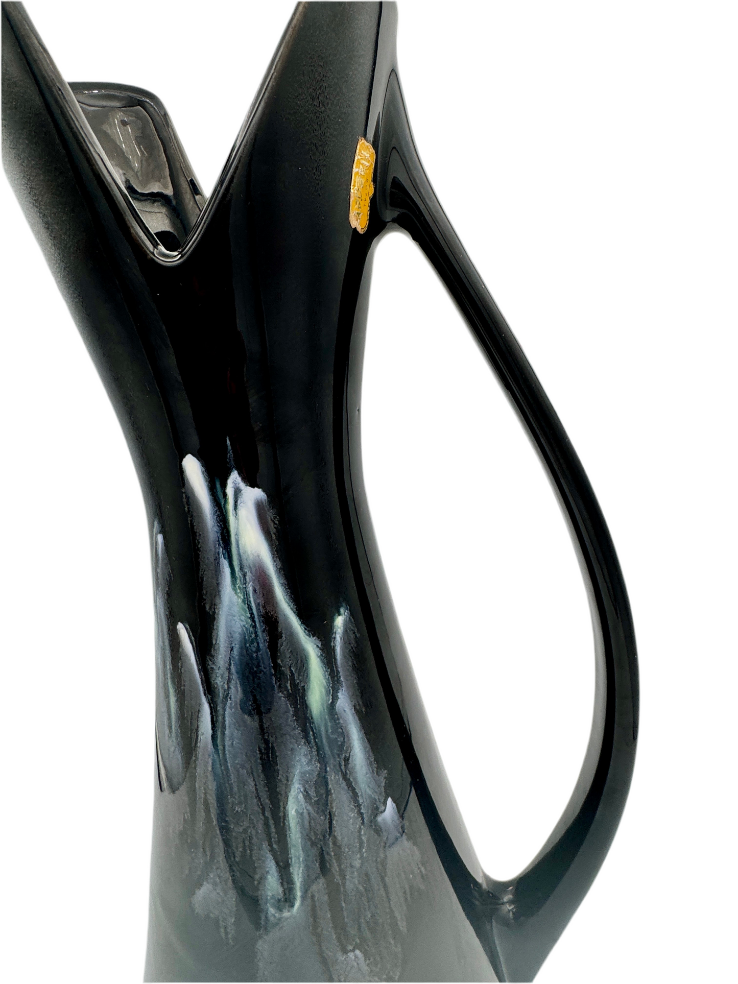 Royal Haeger Black Drip Glaze Pitcher Vase – Mid-Century Modern Pottery (1960s–70s)