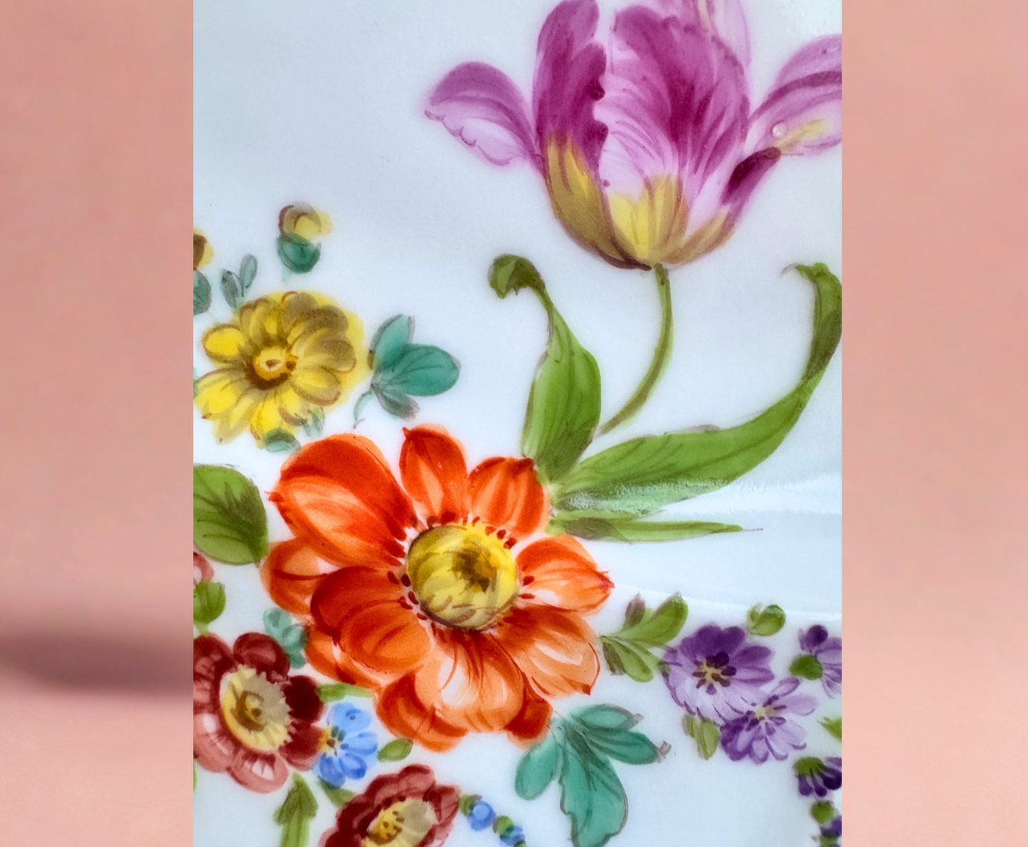 Hand-Painted Richard Klemm Dresden Floral Plate – Germany, c. 1920s