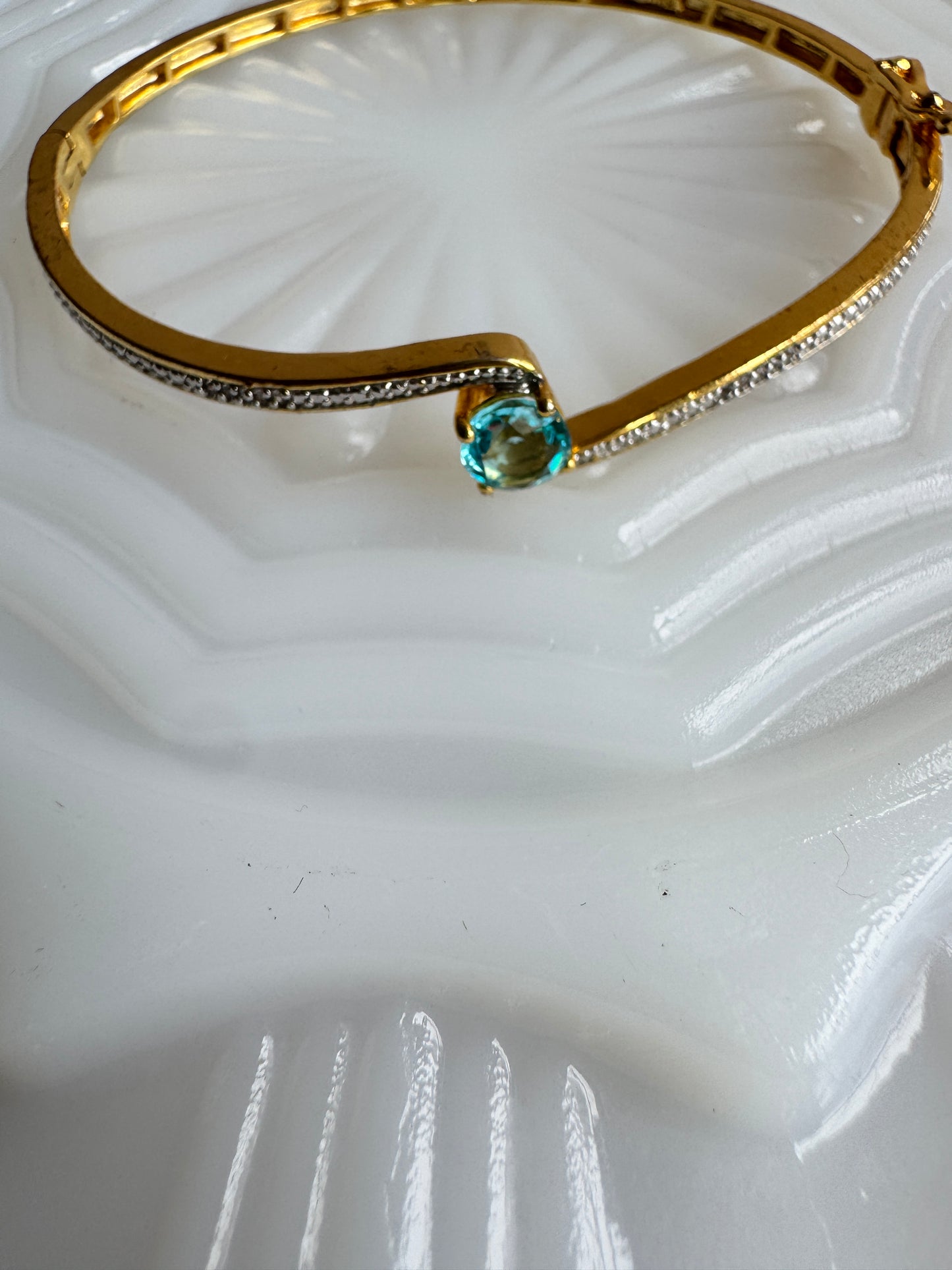 Brilliant KRN Blue Topaz & Diamond Hinged Bangle | Late 1990s–Early 2000s