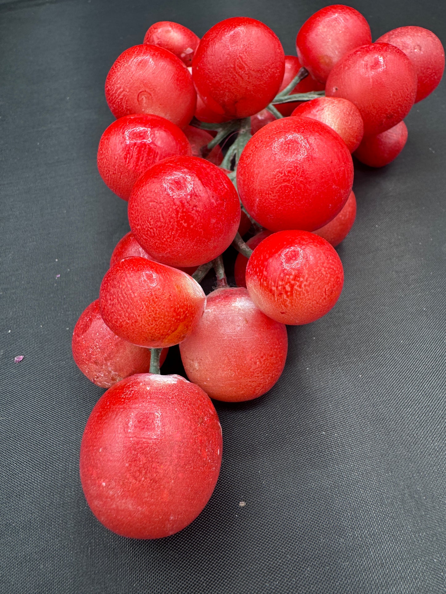 Red Stone Grape Cluster | Midcentury Decorative Fruit | Faux Marble Grapes
