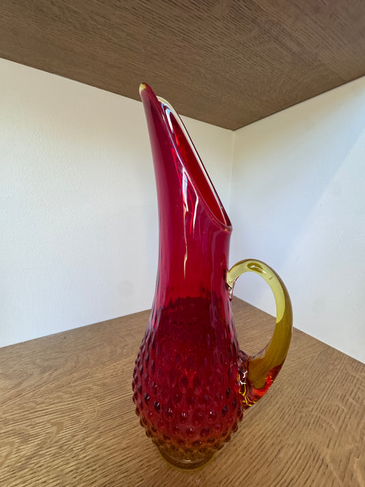 Vintage Viking Amberina Hobnail Glass Pitcher – Mid-Century Fire Glow