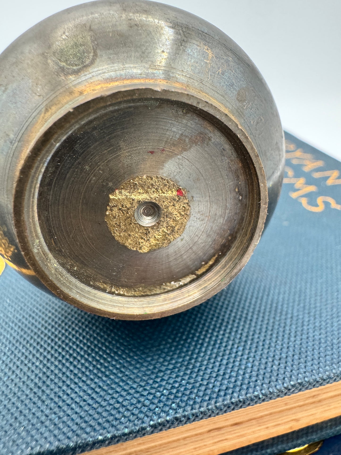 Etched Brass Bud Vase - 3" Tall, Dark Patina