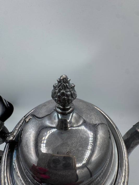 Vintage Ornate Silver-Plated 4-Piece Coffee & Tea Set with Tray – Unmarked