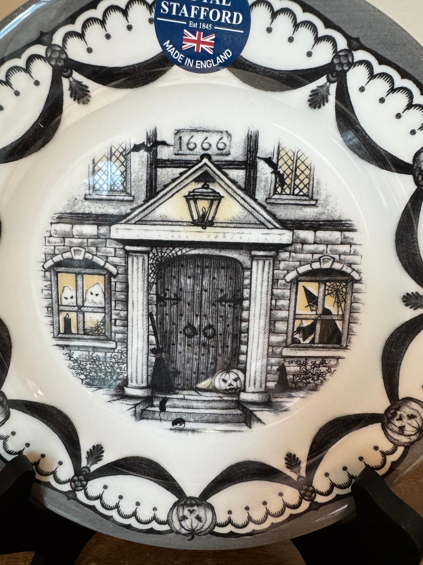 Royal Stafford Halloween Haunted House Salad Plate – 8.25” – Limited Edition, Made in England