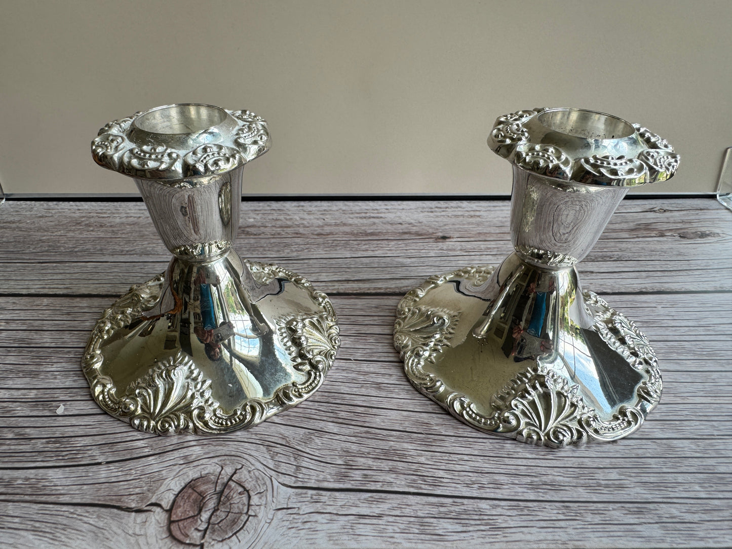 Vintage Godinger Baroque Candlesticks – Silver-Plated Pair