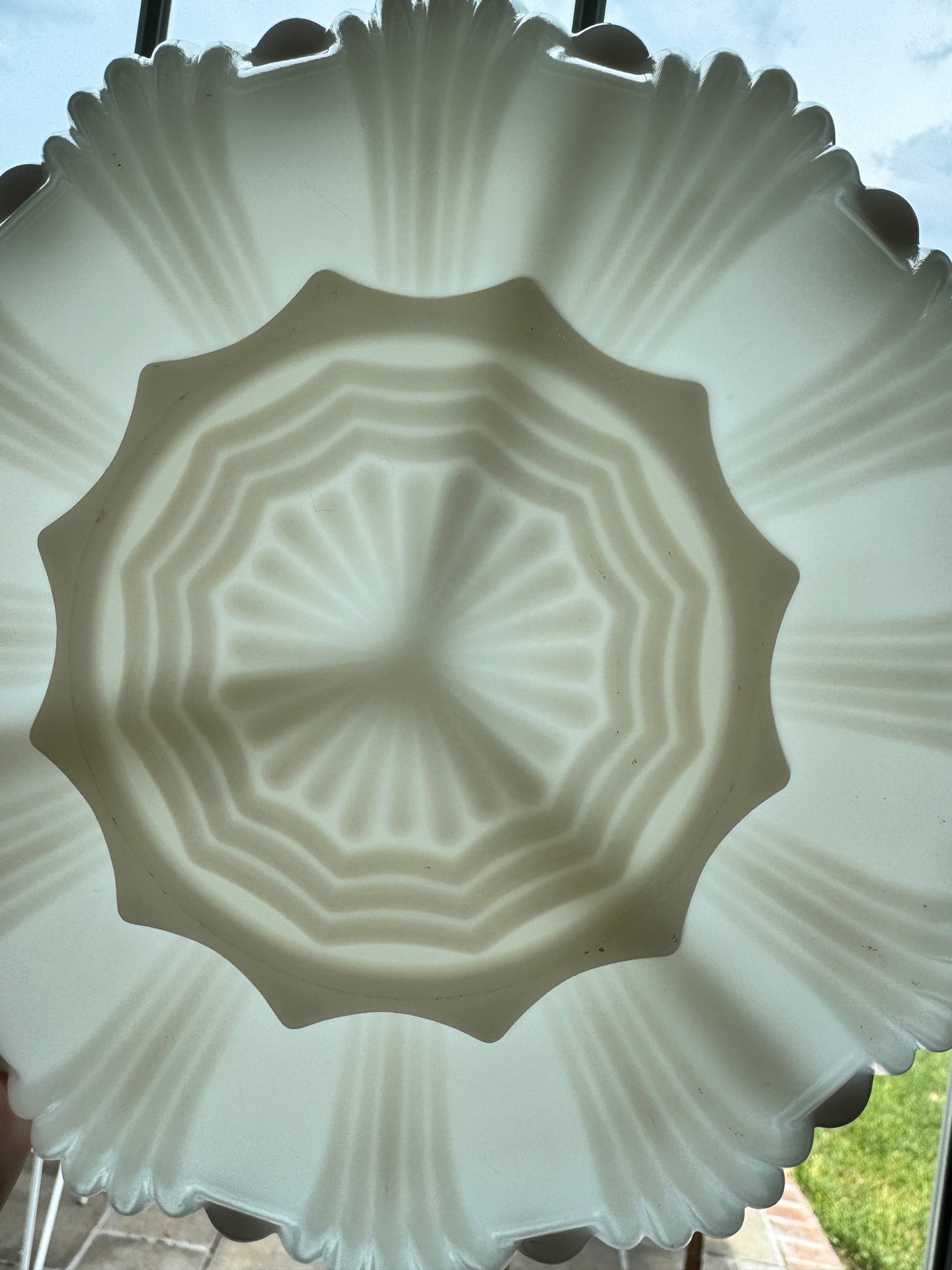 Vintage Milk Glass Dish with Gold Trim – Scalloped Divided Dish