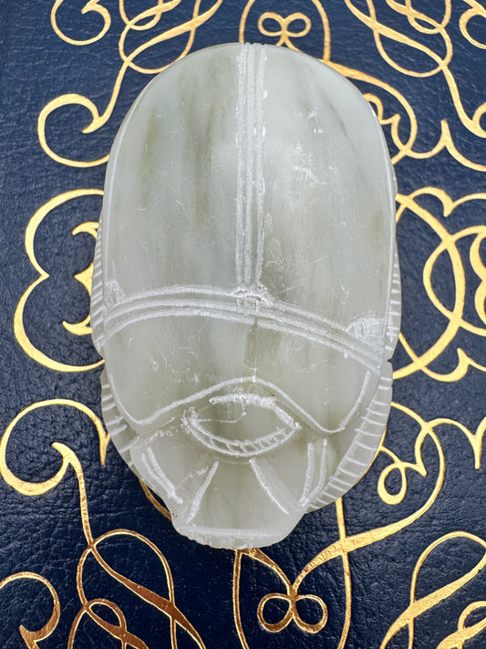 Carved Egyptian Soapstone Scarab with Hieroglyphs - 3.5"
