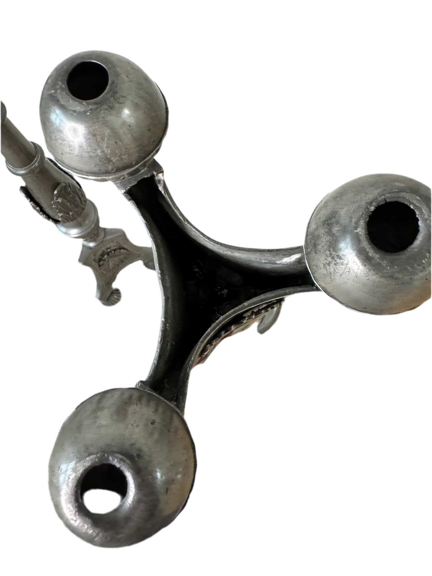 Pair of 26" Pewter-Tone Ornate Candlesticks - Marked WILMOTT - Eye Motif symbol