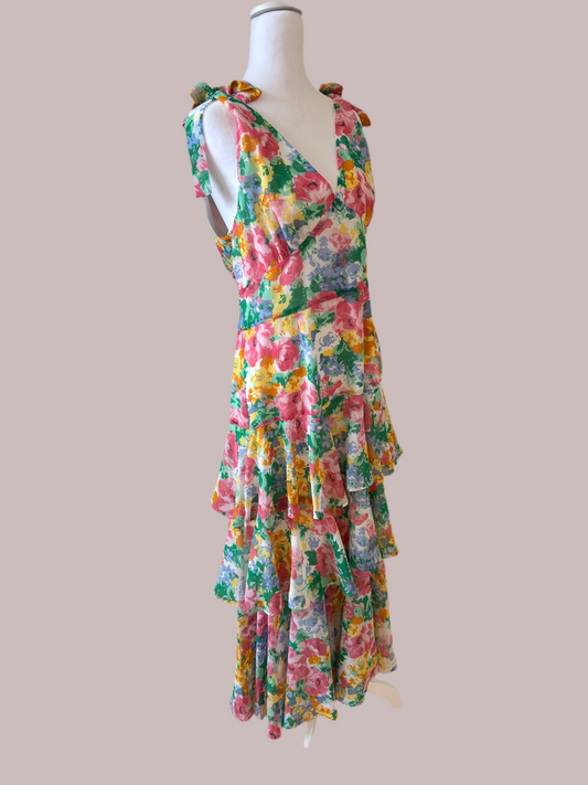WAYF Floral Tiered Ruffle Dress – Size L (New with Tags)