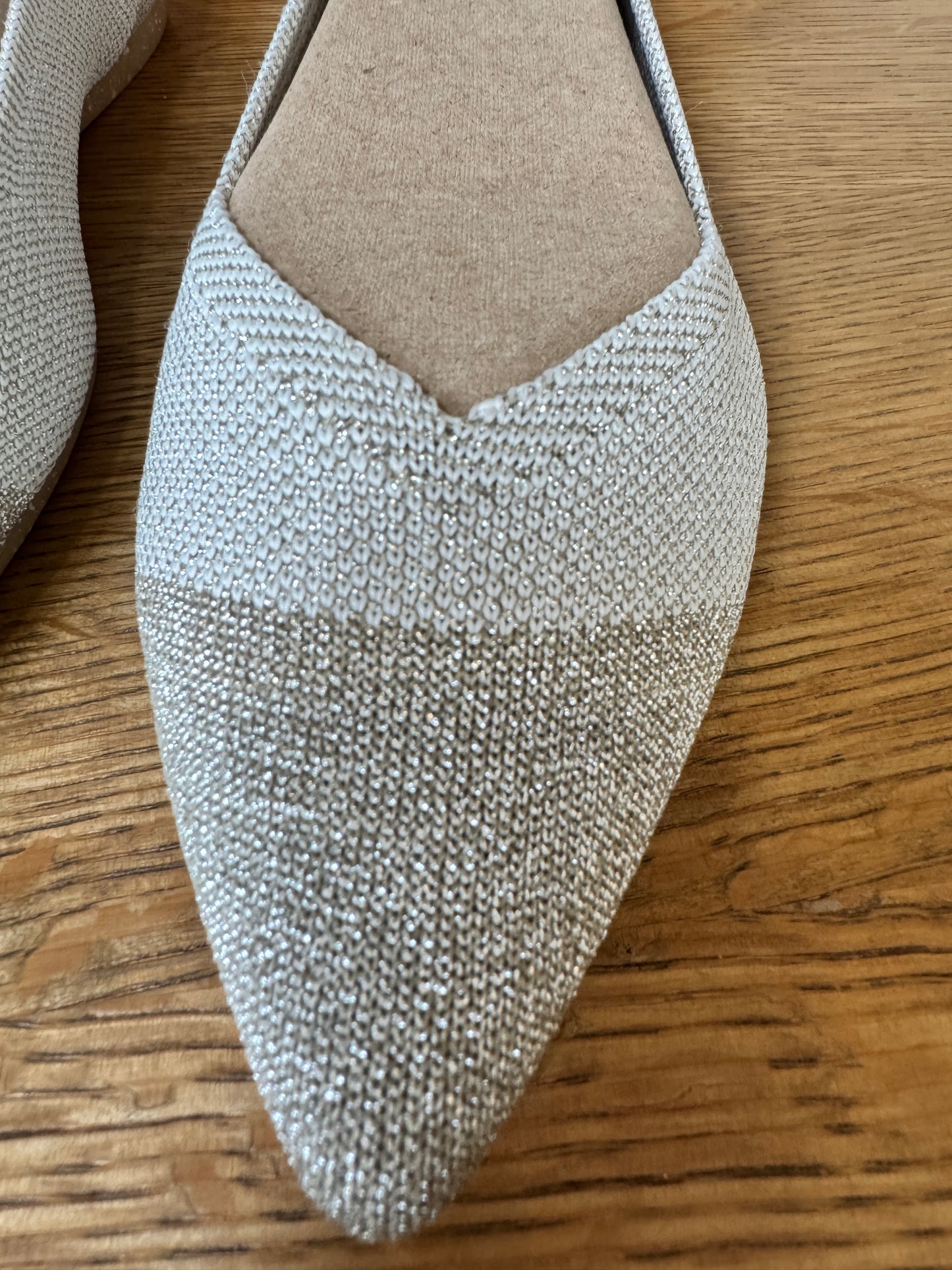 Rothy’s The Point Flat – Diamond Metallic | Size 9 – Bridal-Ready, Never Worn