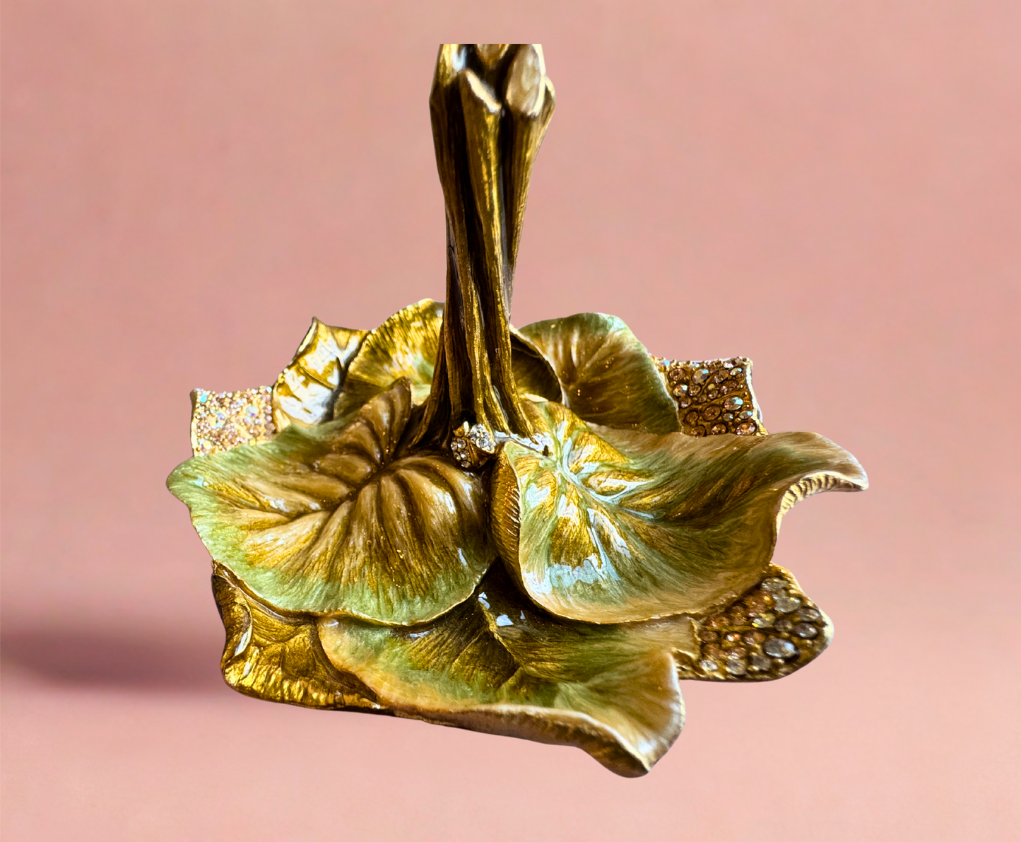 Jay Strongwater Enamel Calla Lily Ring Holder with Swarovski Crystals