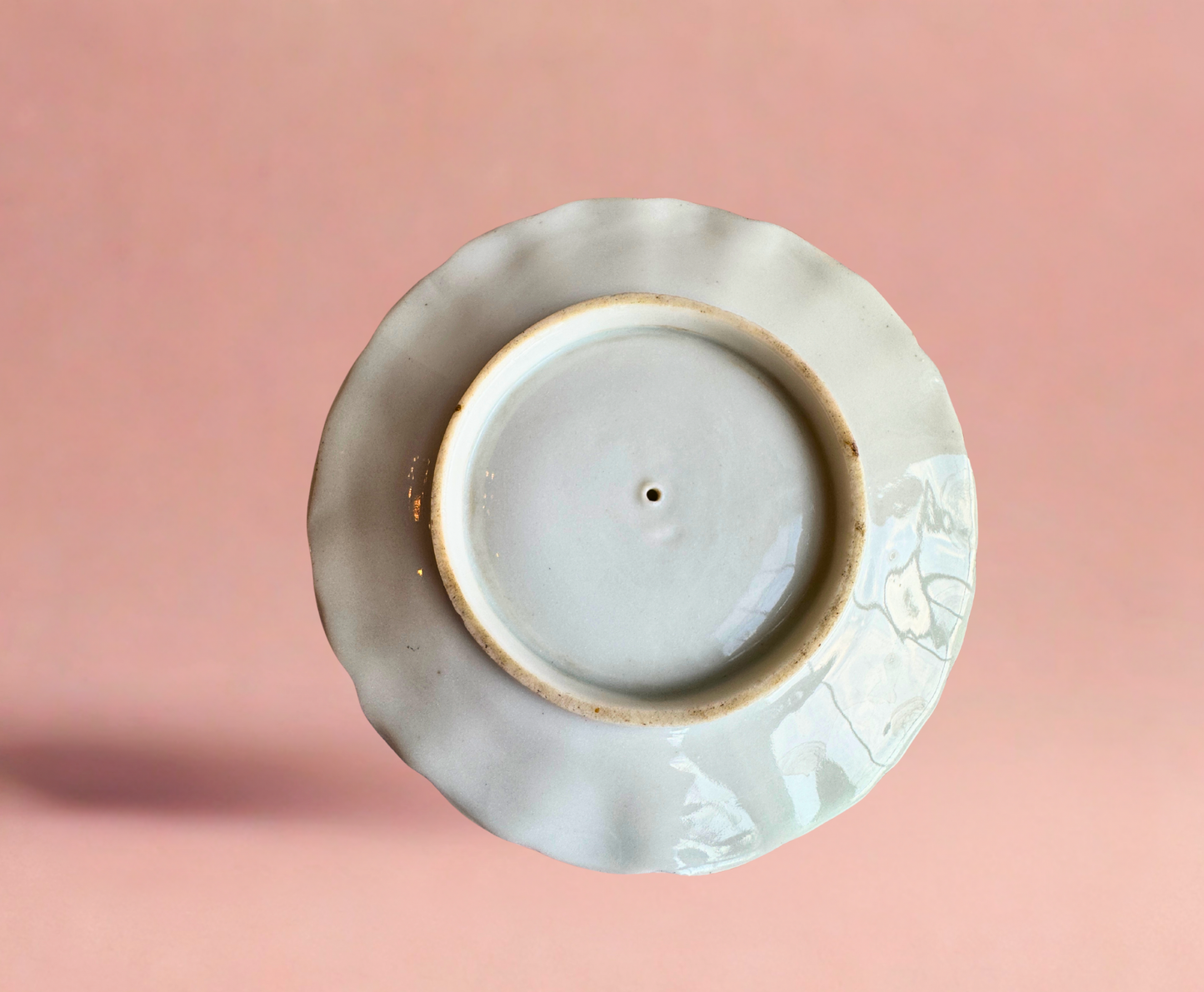 Vintage Hand-Painted Porcelain Finger Bowl with Attached Underplate – Floral Vanity Dish