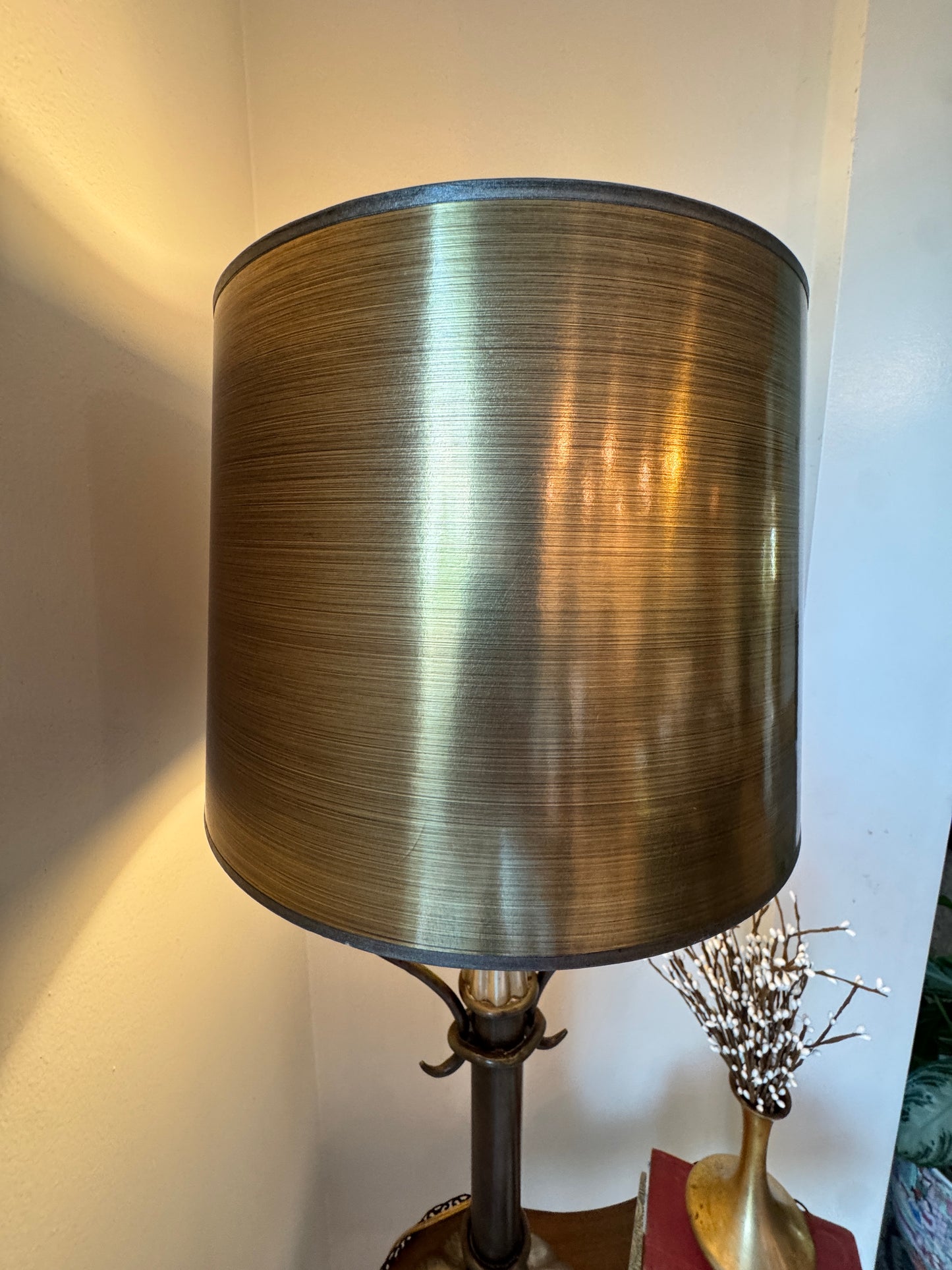Sculptural Brushed Brass Table Lamp – 31” Tall, 11 lb Base