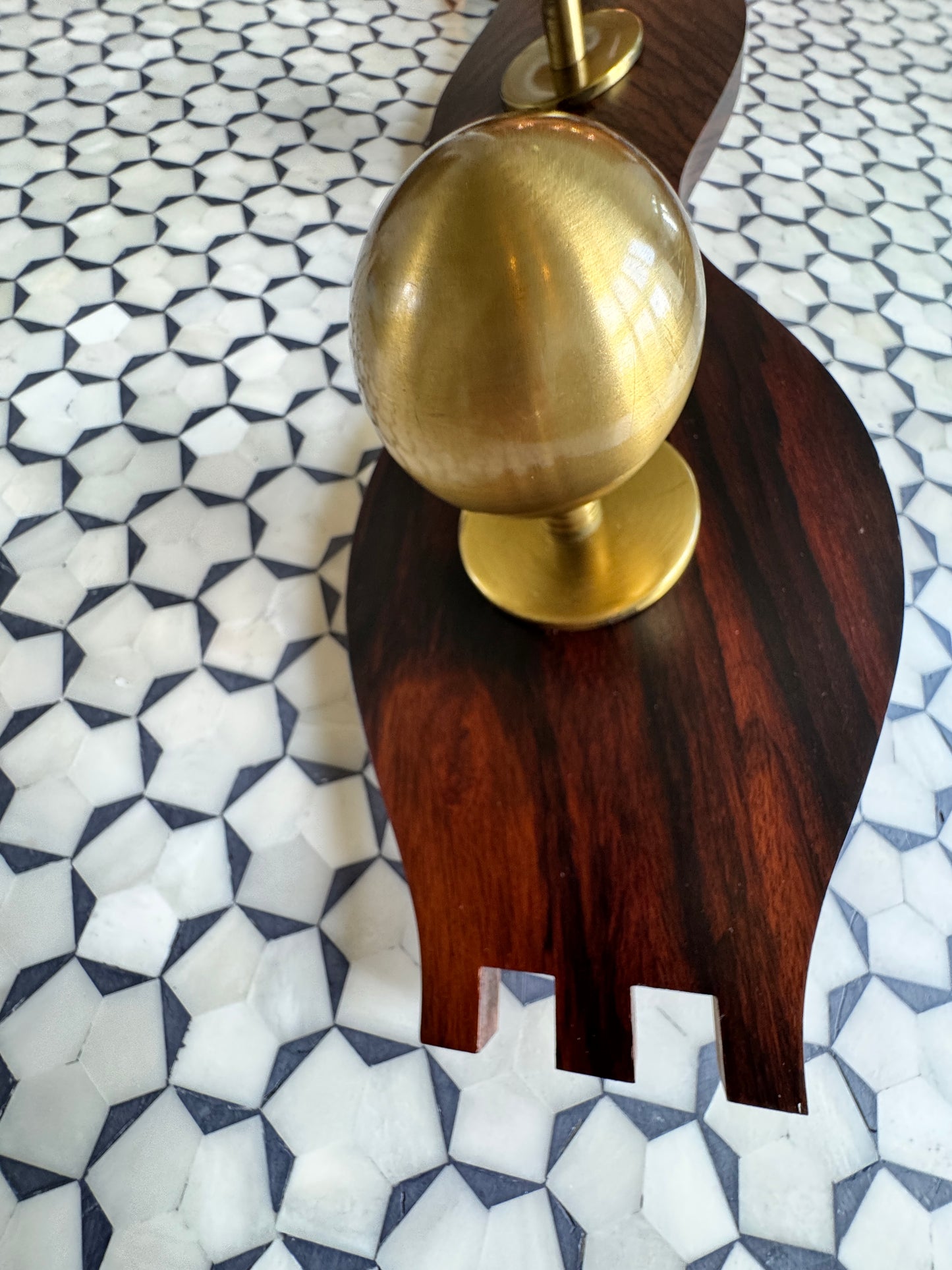 Wooden & Brass Wall-Mounted Coat Hangers – Set of Two (Swiss Find)