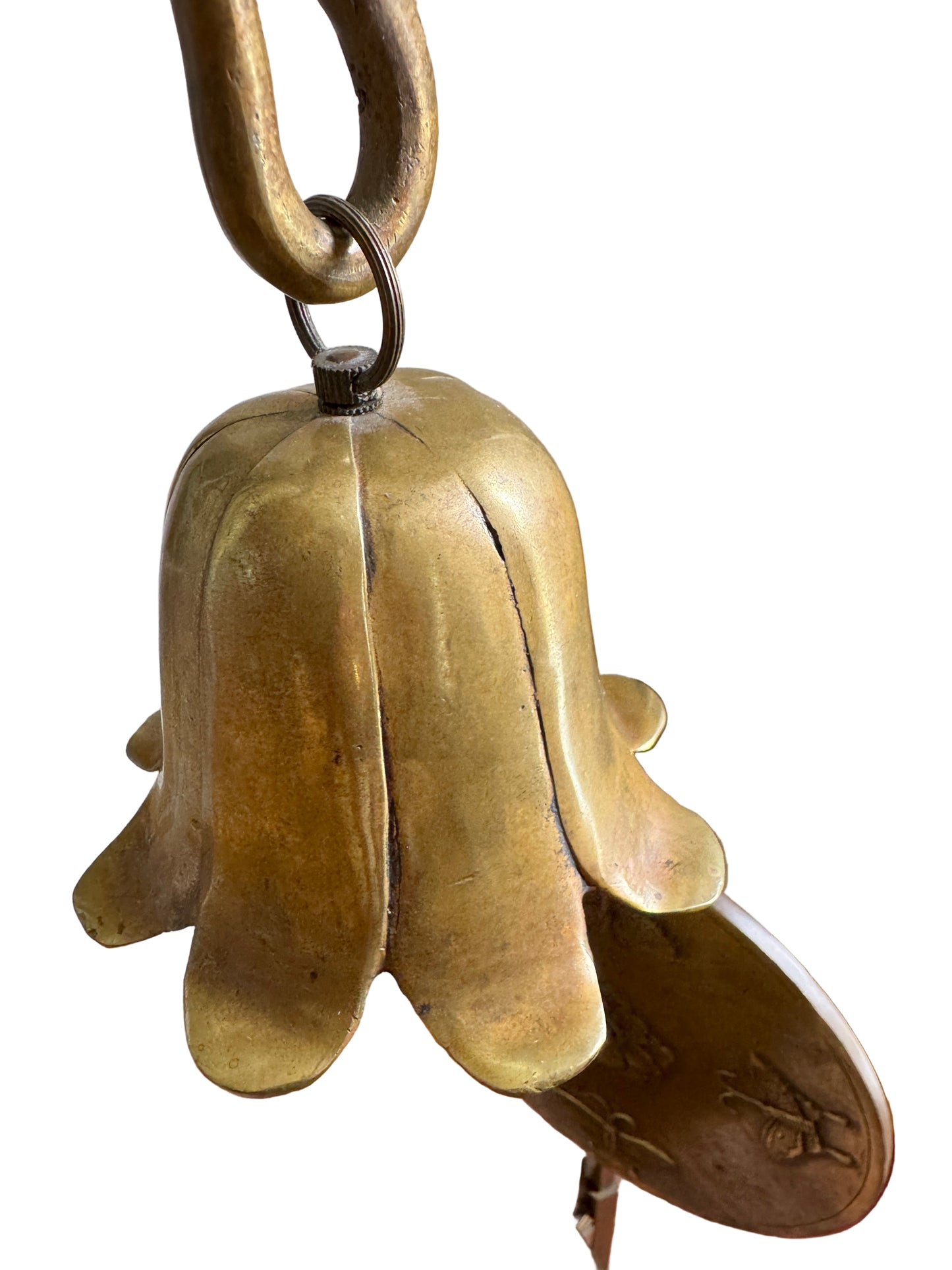 Korean Brass Candlestick with Longevity Symbol & Butterfly Motif – Antique Asian Décor