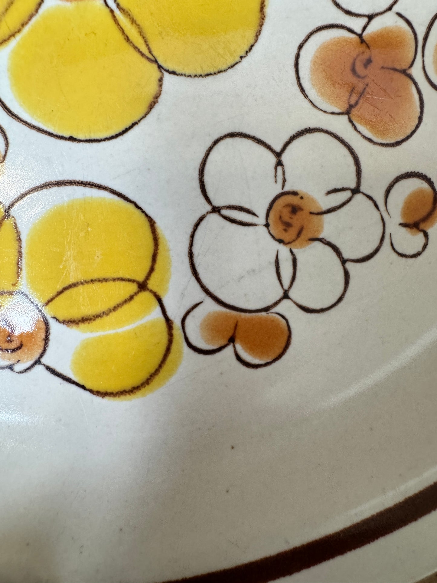 Vintage Fuji Stone “Butter Cups” Dinner Plate – Made in Japan, 1970s Floral Stoneware