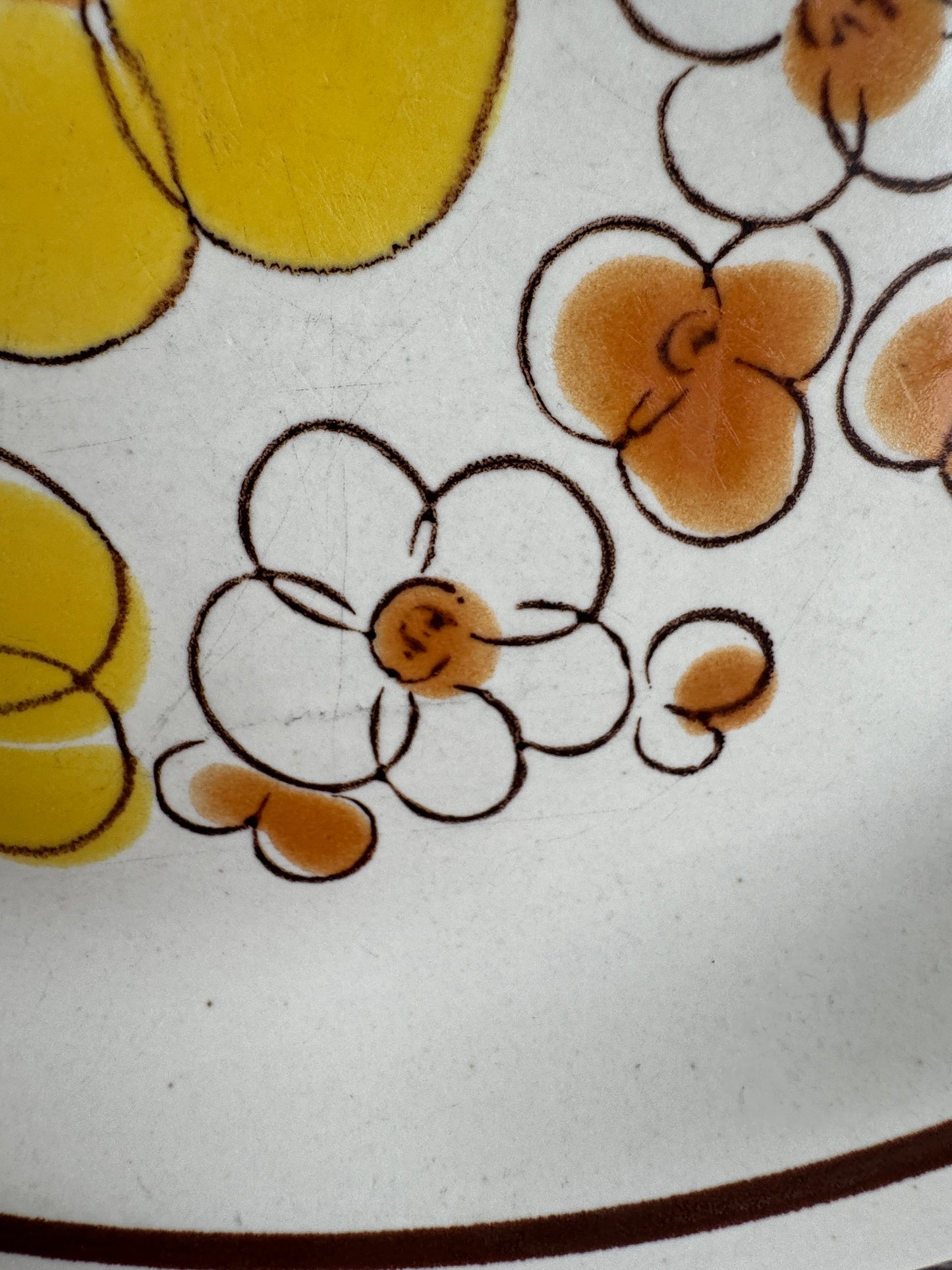 Vintage Fuji Stone “Butter Cups” Dinner Plate – Made in Japan, 1970s Floral Stoneware