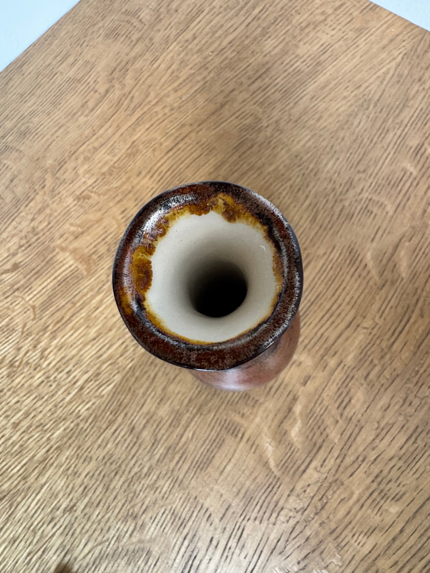 Rustic Japanese-Style Bud Vase – Earthy Drip Glaze, Signed “Mark”