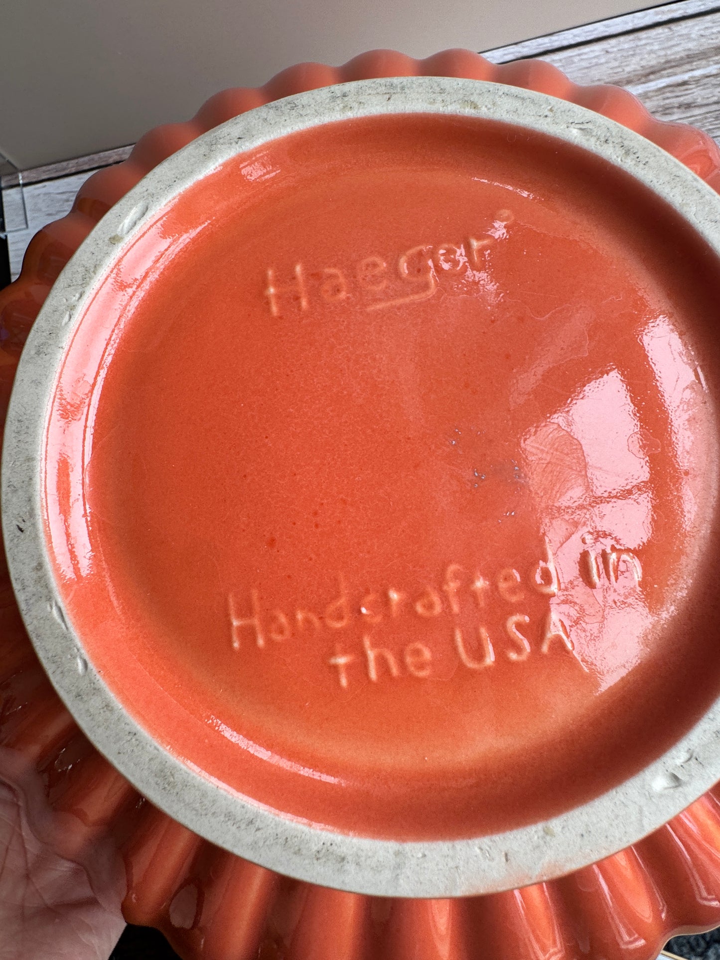 Vintage Haeger Fluted Ceramic Bowl – Orange Glaze – USA Pottery – Mid-Century Modern