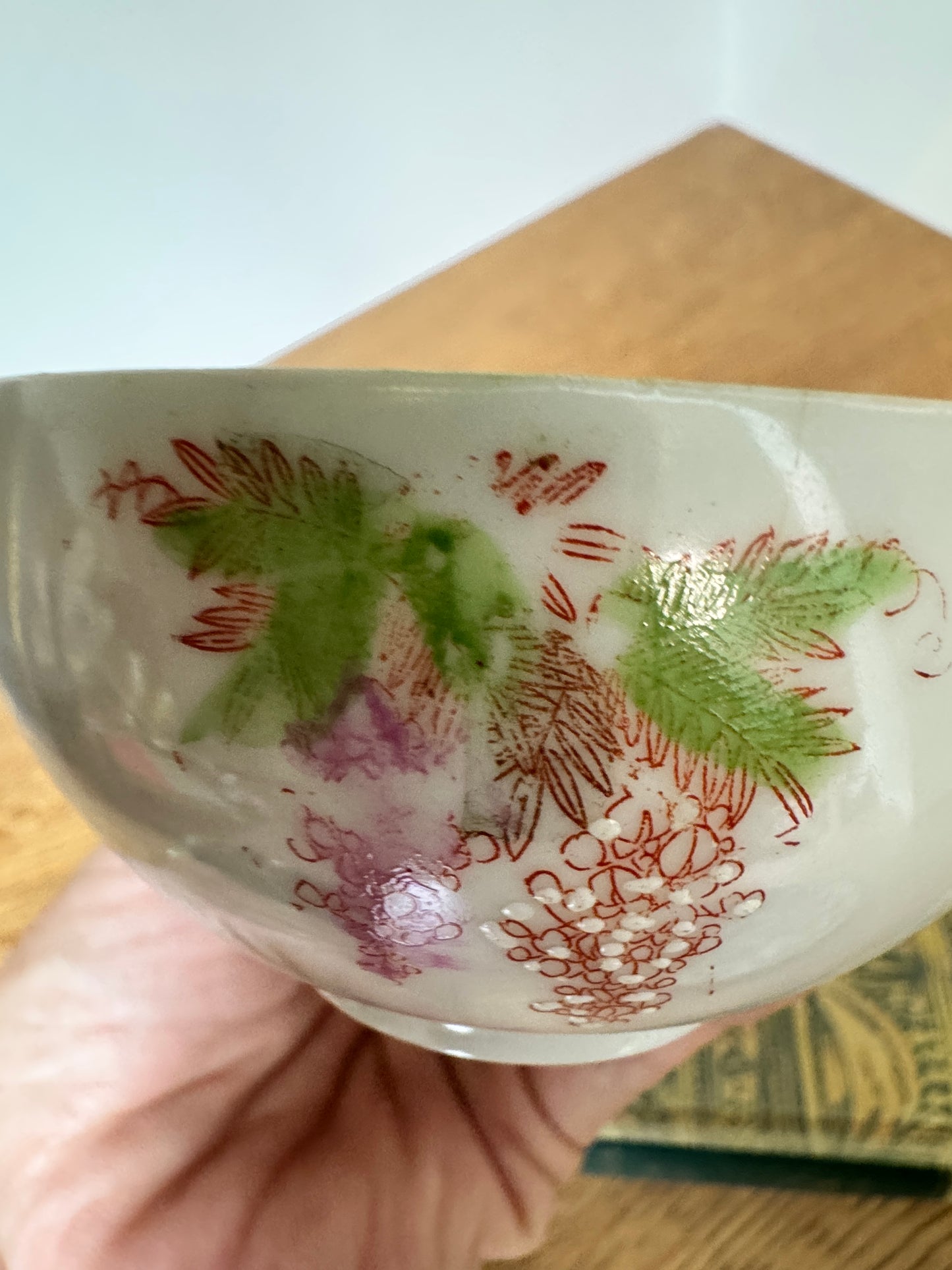 Vintage Japanese Scenic Teacups & Saucers – Pair with Gold Trim and Landscape Motifs