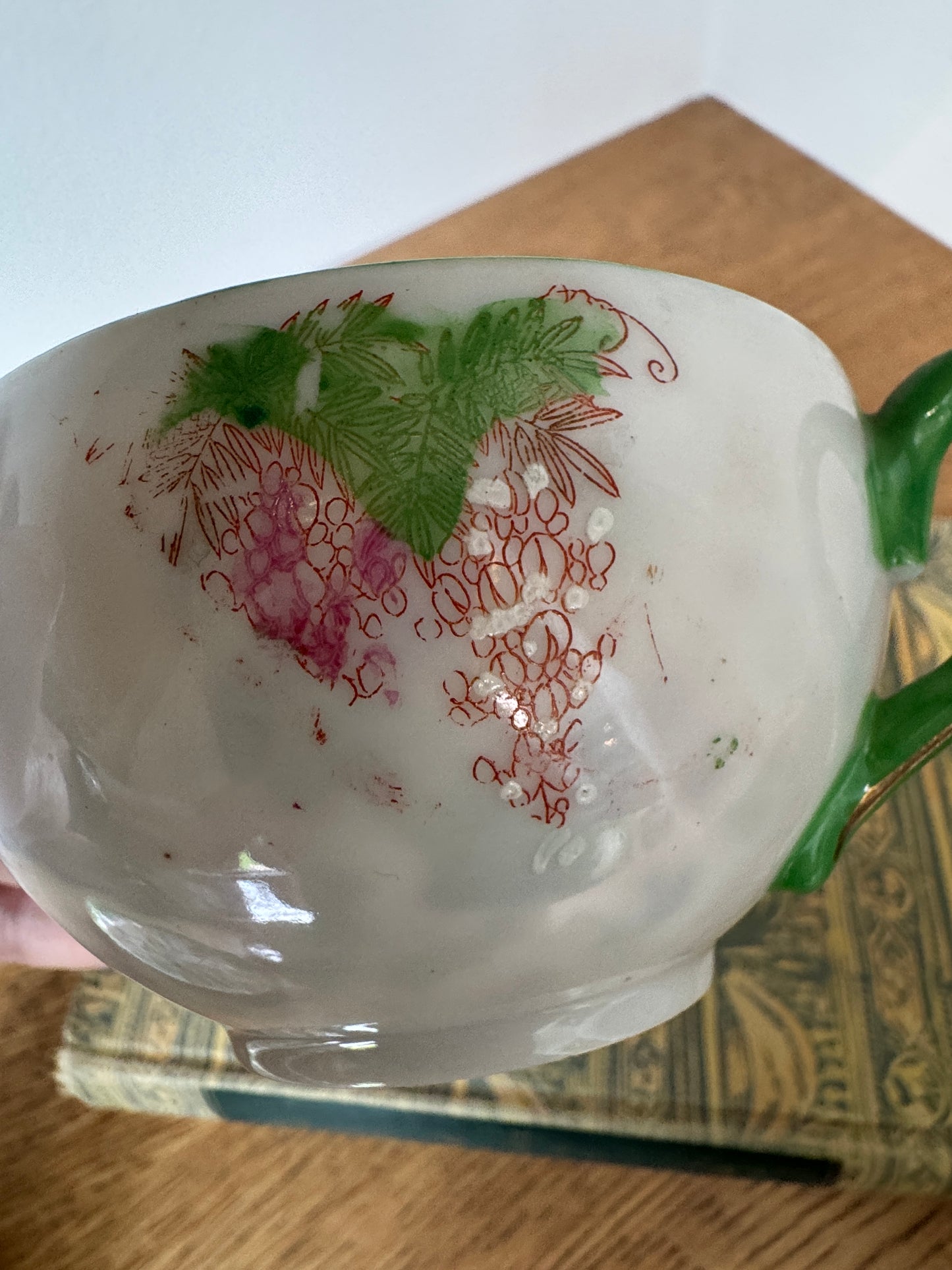Vintage Japanese Scenic Teacups & Saucers – Pair with Gold Trim and Landscape Motifs