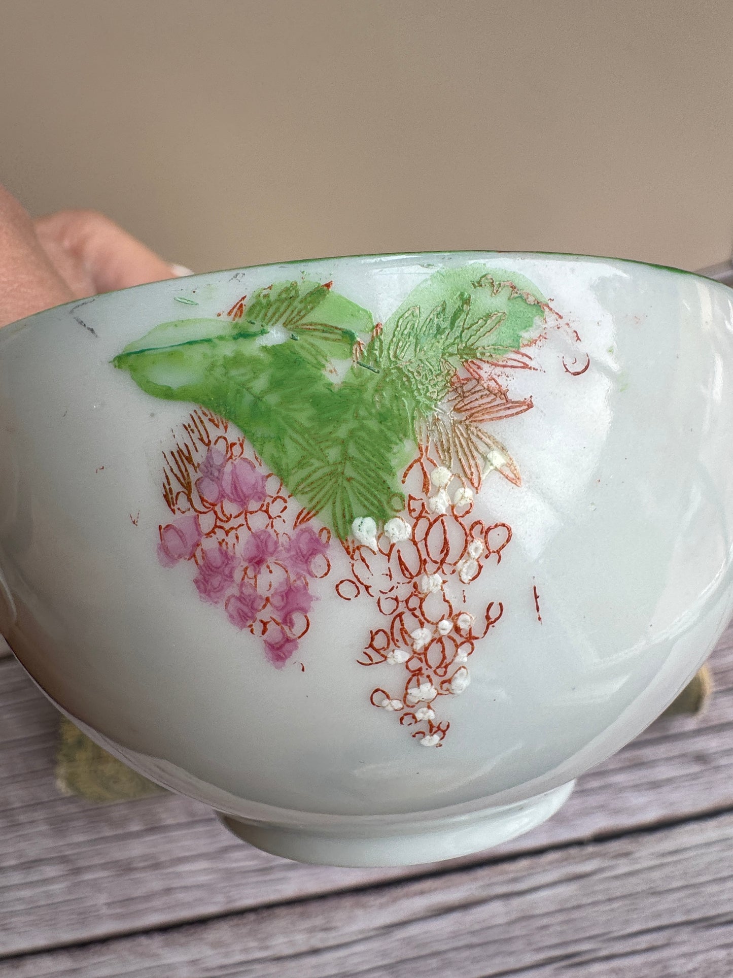 Vintage Japanese Scenic Teacups & Saucers – Pair with Gold Trim and Landscape Motifs