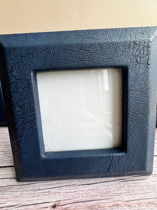 Set of 3 Navy Faux Leather Photo Frames – Colin + Justin; Max Studio