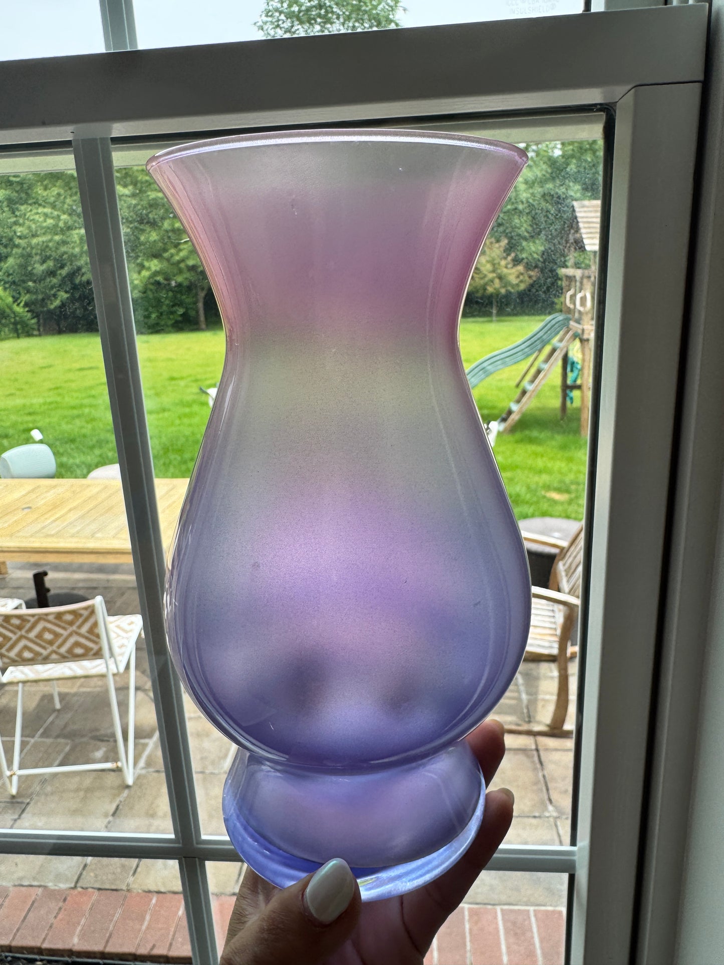 Iridescent Lavender Ombré Glass Vase – Modern Frosted Pink & Purple Home Decor