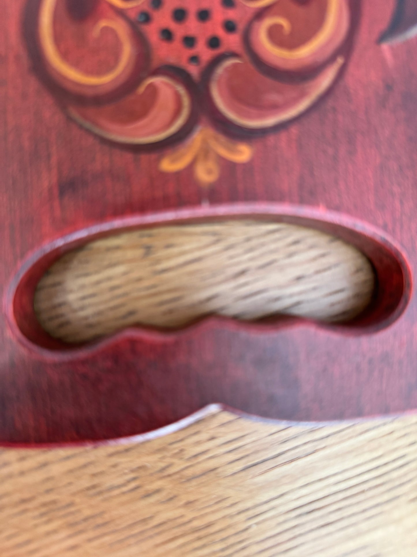 Hand-Painted Wooden Serving Tray – Red & Cream Scandinavian Folk Art | Vintage Style 19”